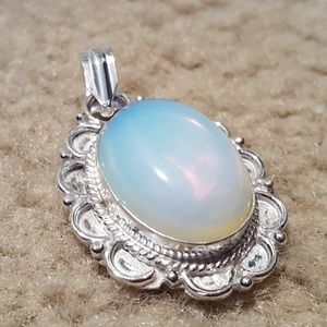 Sterling Silver Necklace with Milky Quartz